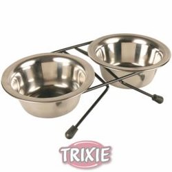 Ciotole cibo e dispenser acqua per Cani Trixie Set Comederos Acero Inox, 2X0.2 L