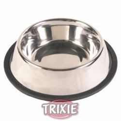 Ciotole cibo e dispenser acqua per Cani Trixie Comedero acero Inox., anillo caucho, 0.7 l/