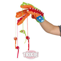 Peluche e piume per Gatti Trixie Guante Juego, con 4 ratones colgantes, multicolor