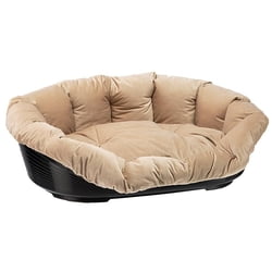 Ferplast Cesta-sofà Siesta Deluxe nera con rivestimento beige - Set Tg. 10, L 93,5 x P 68 x H 28,5 cm
