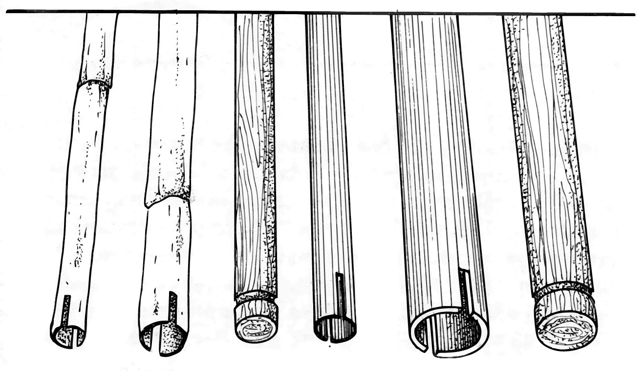 Posatoi di canna, legno e plastica